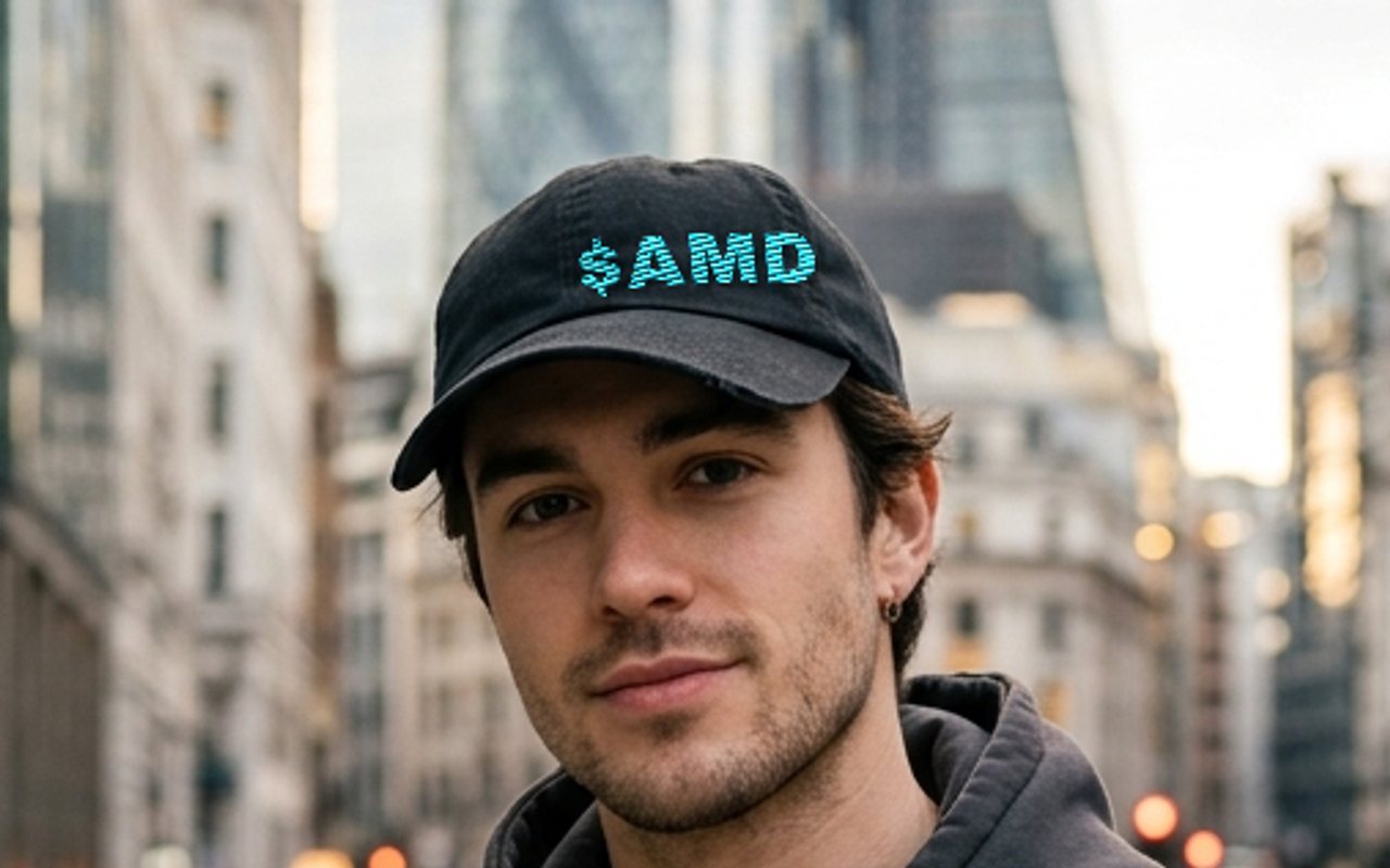 $AMD embroidered hat, worn