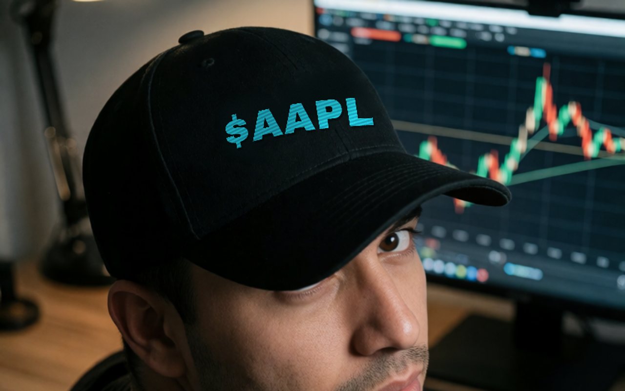 Lifestyle photo — ticker cap from behind, city skyline ahead